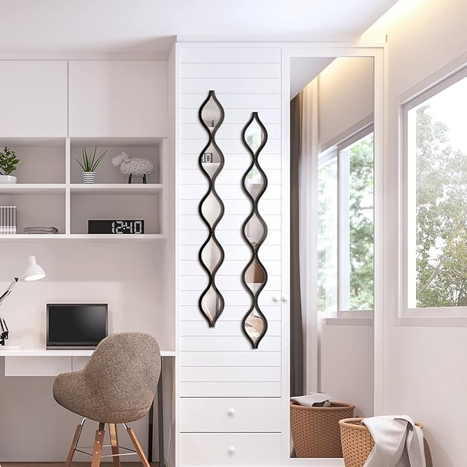 Yulejo 3 Pcs Acrylic Teardrop Mirror Decor Narrow Wall Decor Boho Vintage Wall - Image 5