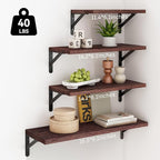 YGEOMER Floating Shelves for Wall, Different Sizes Walnut Red Brown Wall - Image 3