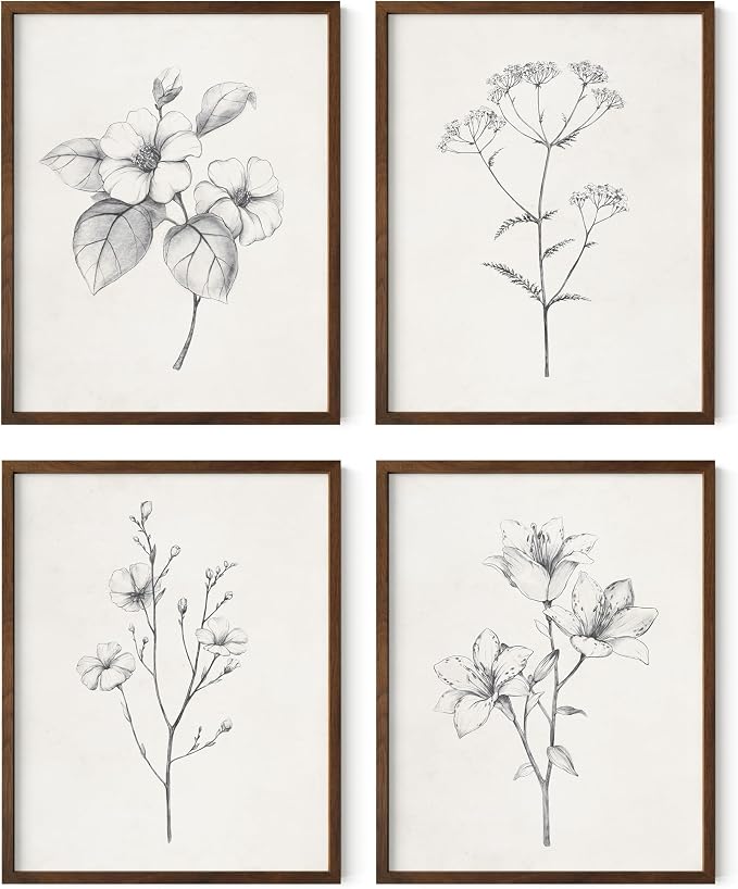 Haus and Hues Grey Floral Wall Art by HausandHuesArtPrints