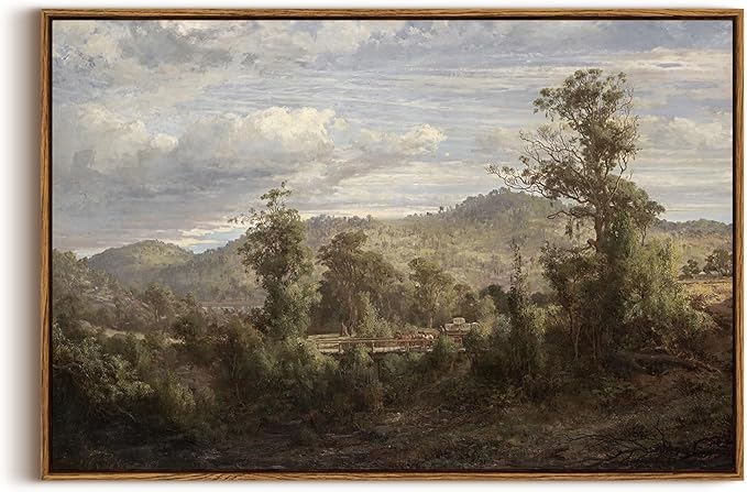 InSimSea Framed Canvas Wall Art Vintage Decor, Nature Landscape Paintings by InSimSeaArt