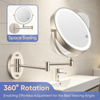 FUNTOUCH 9" Wall Mounted Lighted Makeup Mirror - Image 5
