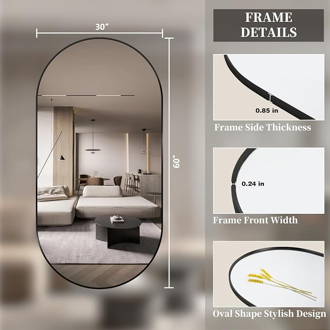 Oval Full Length Mirror, Ultra-Clear Explosion-Proof Dressing Mirror, Simple - Image 8