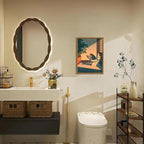 Funny Frog Bathroom Wall Art, Cute Japanese Frog in Toilet Wall Decor, - Image 3