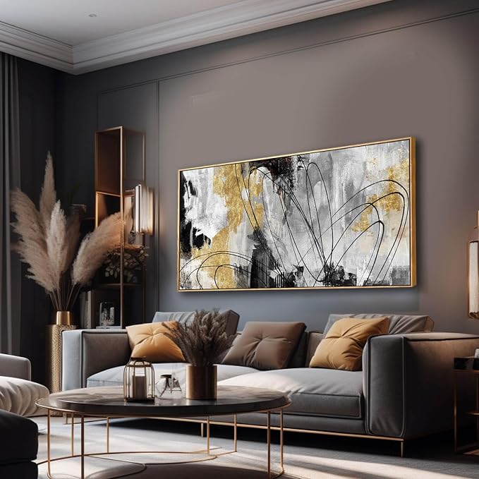 YJYart Abstract Wall Art Office Decor Gold Wall Decor - Image 6