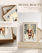 VIYYIEA Winter Framed Wall Art for Living Room, Santa Claus and Reindeer Canvas - Image 4