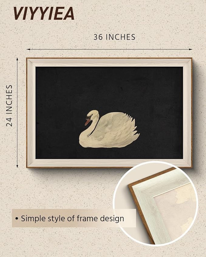 VIYYIEA Framed Wall Art for Living Room, Swan Art Canvas Prints, Vintage Home - Image 2