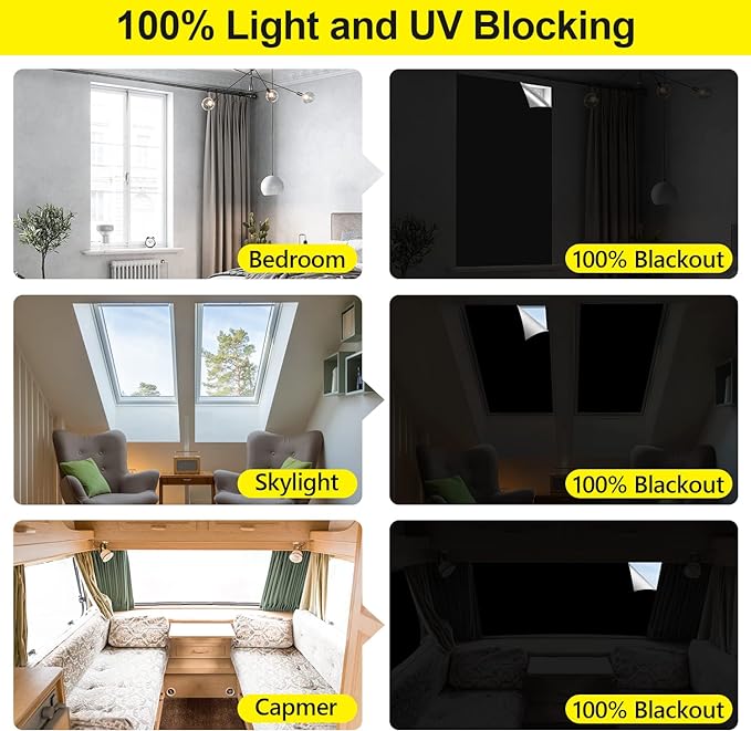 FADOTY Blackout Curtains for Bedroom, Portable 100% Black Out Window Cover Film - Image 6