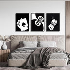 3Pcs Black and White Poker Dice Canvas Wall Art Lucky You Poster Prints Trendy - Image 7