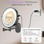 FUNTOUCH 20X/3X Rechargeable Wall Mounted Makeup Vanity Mirror - Image 3