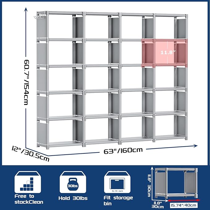 Mavivegue 20 Cube Book Shelf, Storage Organizer, Large DIY Bookcase, Metal Cube - Image 2