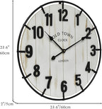 Large Old Town Farmhouse Wall Clock – 24 Inches Rustic Antique Wood - Image 4