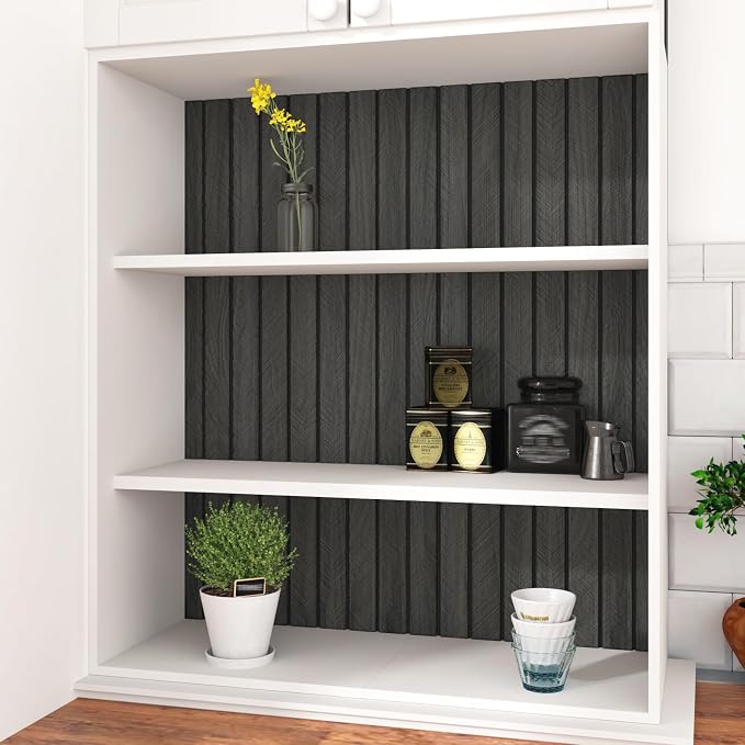 Grey/Black 3D Wood Panels for Interior Wall Decor Self Adhesive Wood Slat Wall - Image 8