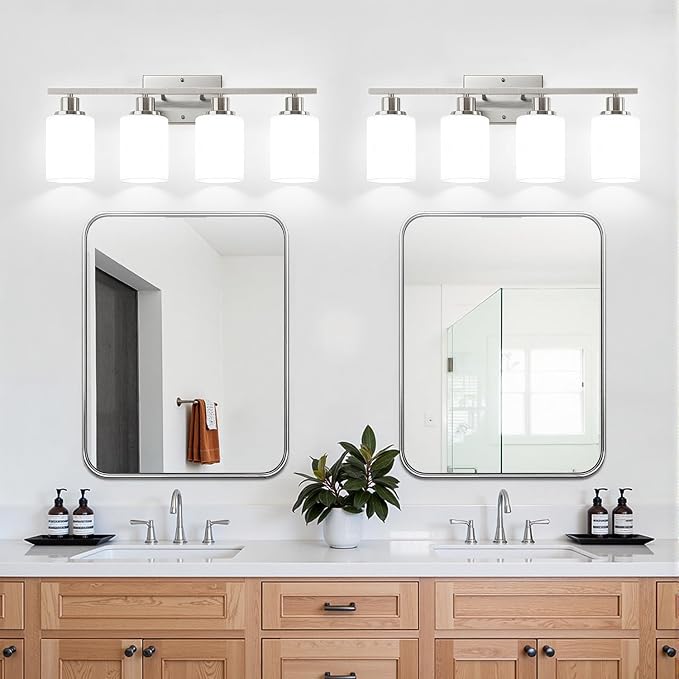 Indoi 4-Light Bathroom Light Fixtures, Brushed Nickel Vanity Lights - Image 7