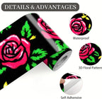 Red Rose Wall Border 196x4 Inch Peel and Stick Floral Wallpaper Border Black - Image 8