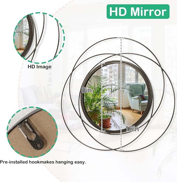 Circle Mirror Wall Decorative Metal Mirror Art Small Round Wall-Mounted Mirror - Image 7