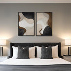 Framed Neutral Abstract Minimalist Wall Art, 2 Piece Large Modern Canvas Prints - Image 4