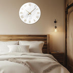 Large White Marble Wall Clocks Battery Operated 20 Inch Modern Analog Glass - Image 5