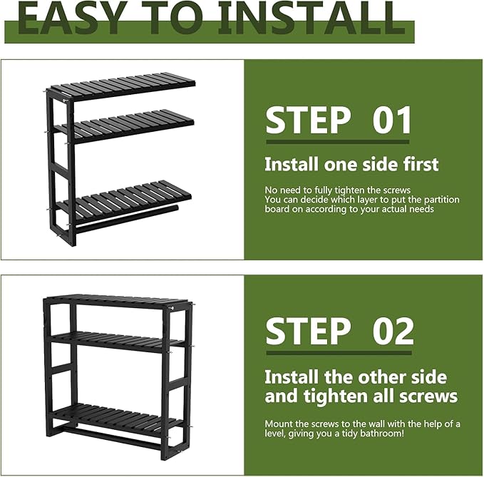 Galood Over The Toilet Storage Bathroom Shelves Wall Mounted 3 Tier Space Saver - Image 6