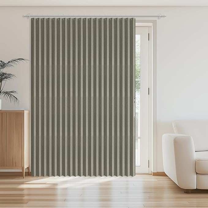 AJAZZ Blackout Accordion Door Curtain 98"x84" Grey by AJAZZ