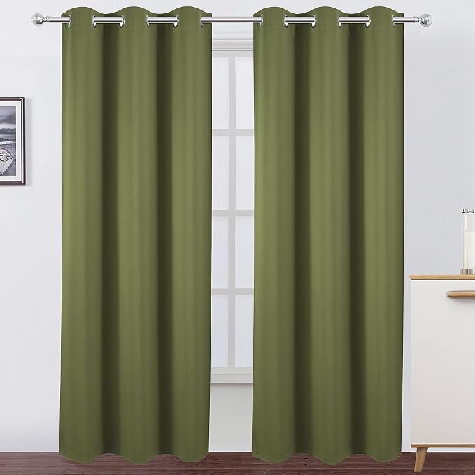 LEMOMO Olive Green Thermal Blackout Curtains/42 x 84 Inch/Set of 2 Panels Room by Lemomo