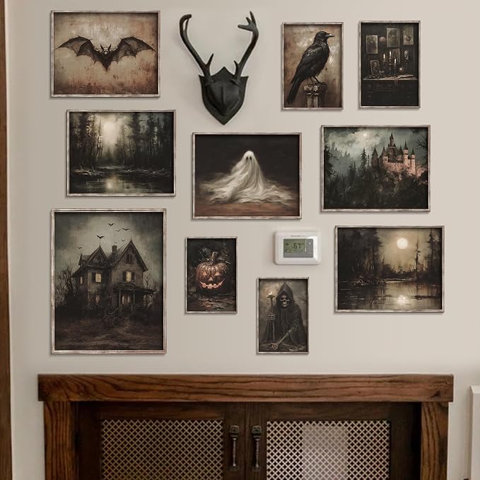Vodefoad 10Pcs Halloween Wall Art Prints Dark and Moody Halloween Print Set - Image 5