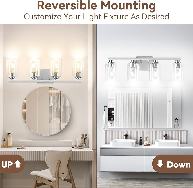 VerRon 4-Light Bathroom Light Fixtures, Classic Wall Light Fixture - Image 2