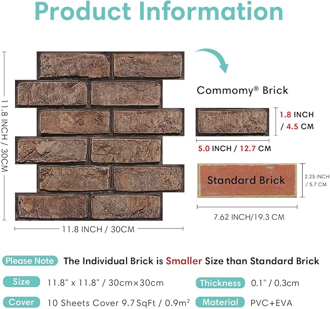 Commomy 3D Faux Brick Wall Panels - Image 5
