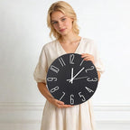 Wall Clock 12 Inch Silent Non-Ticking Imitation Wood Indoor Clock Round Brown - Image 3