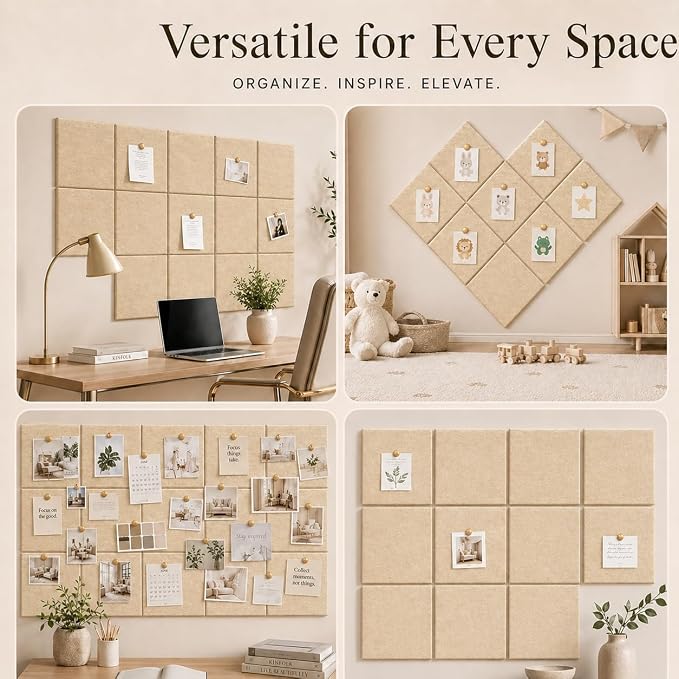 Large Cork Boards for Walls – 48" x 36" Self Adhesive Felt Wall Tiles - Image 5