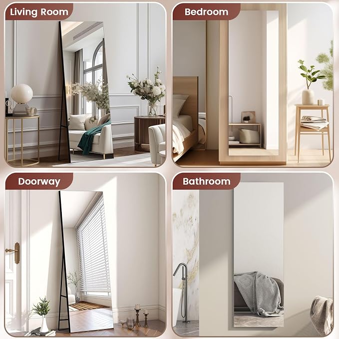 Kosmonia Full Length Mirror, HD Reflection, Standing or Leaning Full Body Mirror - Image 9