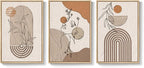 Framed Earth Tone Boho Abstract Wall Art Bedroom, 3 Piece Neutral Modern - Image 9
