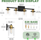 DORESshop Bathroom Light Fixtures, 4-Light Black and Gold Bathroom Vanity Light - Image 4