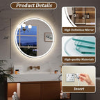 BEAUTYPEAK 24x24 LED Round Bathroom Mirror - Image 6