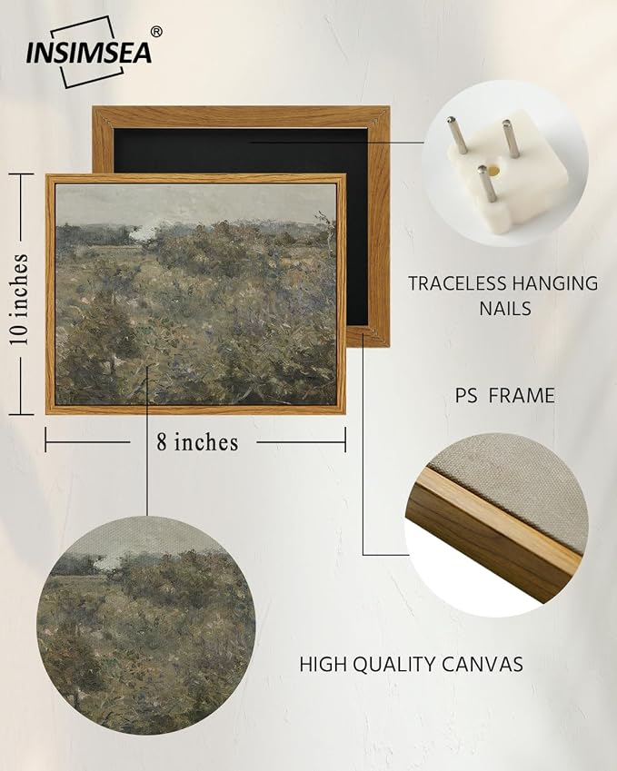 InSimSea Framed Canvas Wall Art, Vintage Landscape Painting, Rustic Nature - Image 5