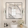 LOAAO 36"X36" Black Rectangle Bathroom Mirror Wall, Matte Black Aluminum Alloy by LOAAO