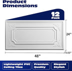 Art3dwallpanels 12 Pack Drop Ceiling Tiles, 2x4 Ft PVC Decorative 3D Wall Panel - Image 2