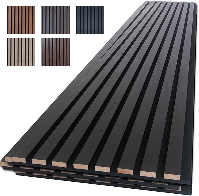 NeatiEase Wood Panels for Wall, 4-Piece 94.5" x 11" Soundproof Wood Slat Wall by NeatiEase