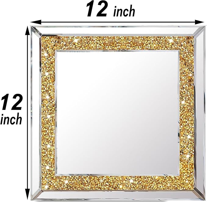 2 Piece Wall Mirrors, Crush Diamond Wall Decor - Image 7