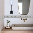 Silver Floral Wallpaper Border 196x4 Inch Peel and Stick Wall Border Metallic - Image 3