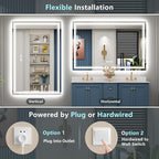 60x28 LED Bathroom Mirror with Lights, Backlit and Front Lit Anti-Fog Lighted - Image 6