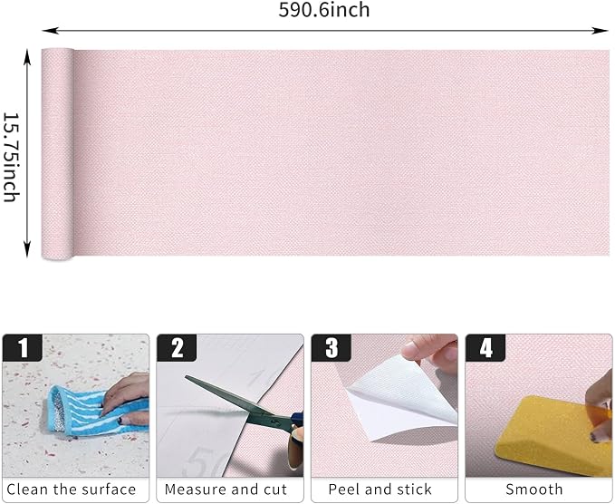 15.75"x590.6" Grasscloth Peel and Stick Wallpaper Pink Textured Contact Paper - Image 9