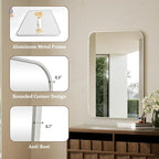 BEAUTYPEAK Silver Wall Mounted Bathroom Mirror, Aluminum Alloy Frame Bathroom - Image 3