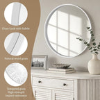 WallBeyond Round Wood Mirror 28 inch Circle Wall Mirror - Image 5