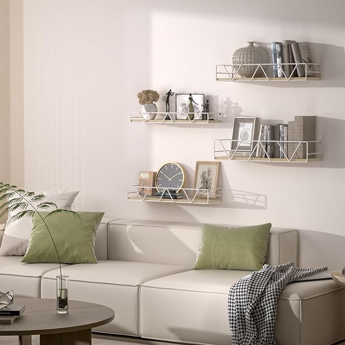 Amaoot Floating Shelves Set of 3, Home Wood Wall Shelf, Farmhouse Shelf - Image 2