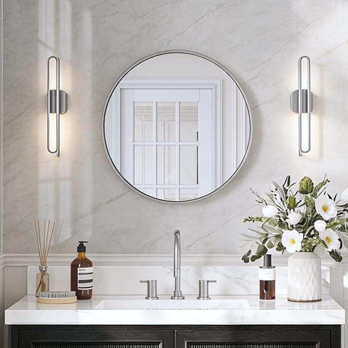 USHOWER Brushed Nickel Bathroom Mirrors by USHOWER