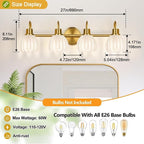 4-Light Bathroom Light Fixtures, Vintage Bathroom Vanity Lighting Fixtures Over - Image 8
