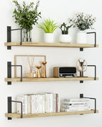 Floating Shelves, 24 Inches, Wall Mounted, Rustic Wood by TheBestChoiceforYourHome