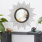 Sunburst Spoked Large Wall Mirror Boho Home Circle Art Mirror Modern Metal - Image 2