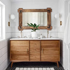 MeMoreCool Rustic Wood Mirror for Bathroom, Farmhouse Wall Mounted Vanity Mirror - Image 2
