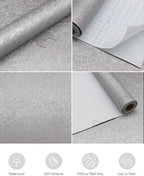 Abyssaly 15.7 inch X 118 inch Silver Grey Wallpaper Embossed Self Adhesive Peel - Image 7